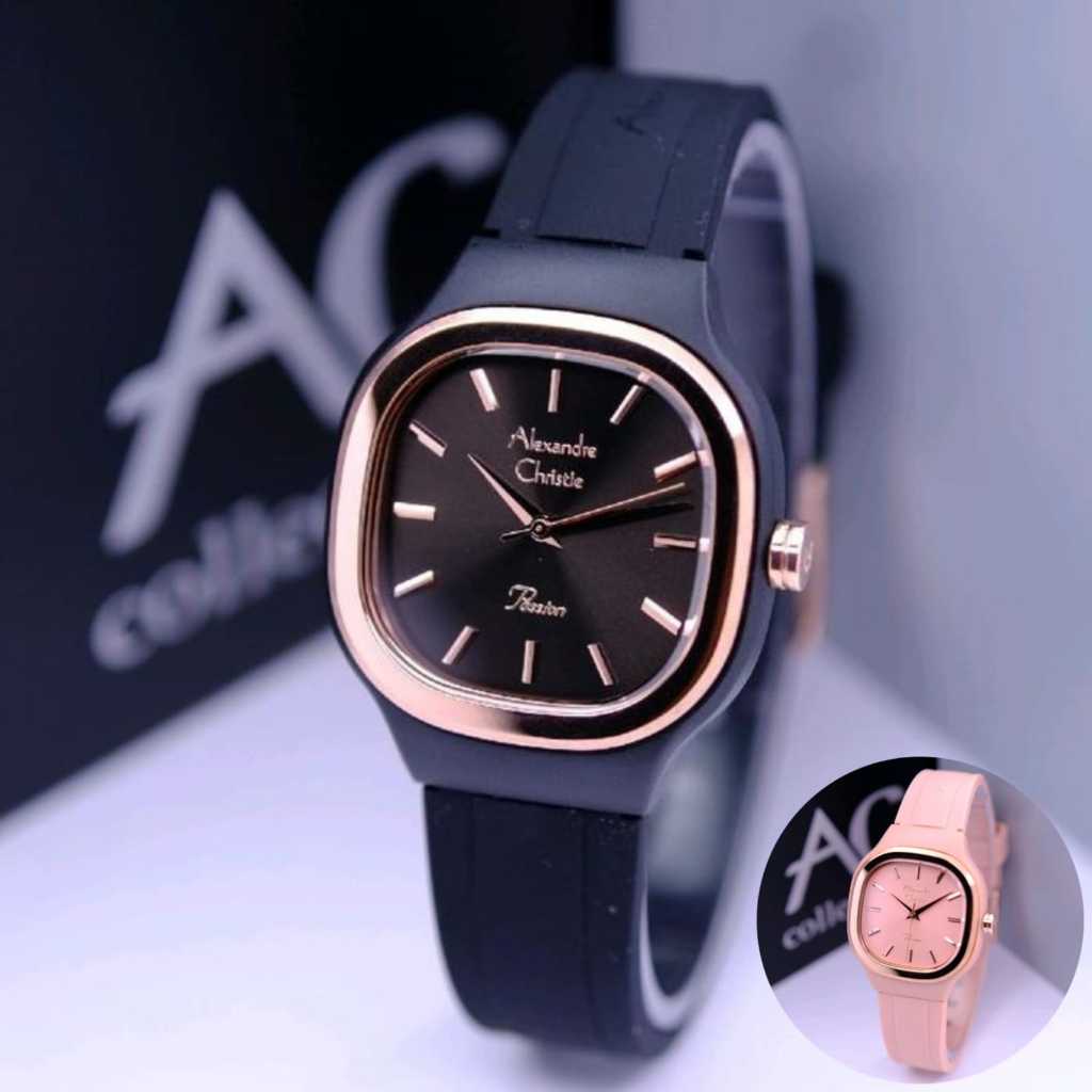 Jam tangan wanita alexandre christie ac 2810 / ac 2964 / ac 2b77 analog rubber original
