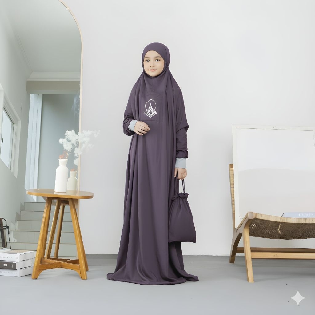 [YABASMAH]Mukena anak L 4_7 tahun Katun Rayon Premium Bahan Adem Motif Polos