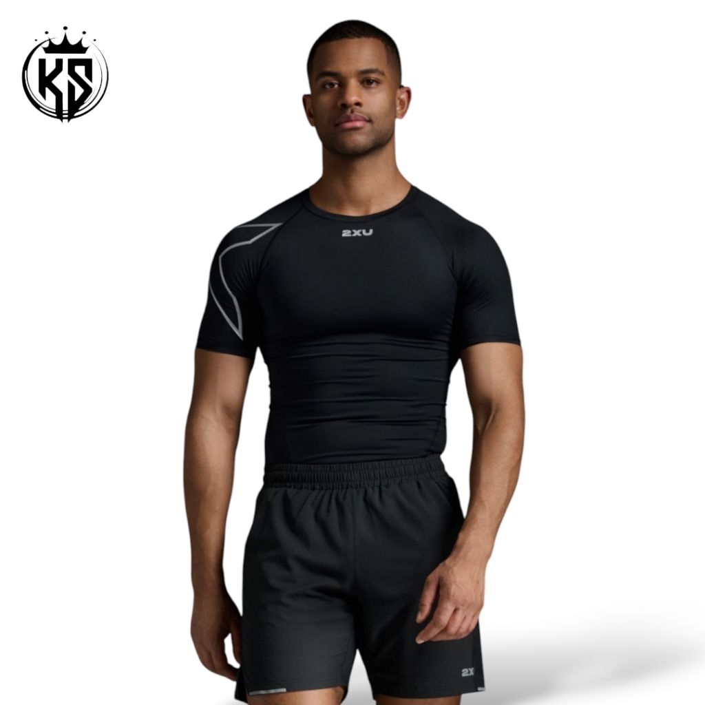 2XU Core Compression Short Sleeve Black Silver