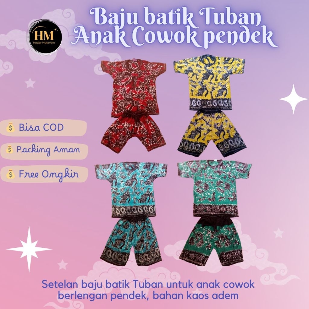 Kaos Batik tuban anak lengan pendek