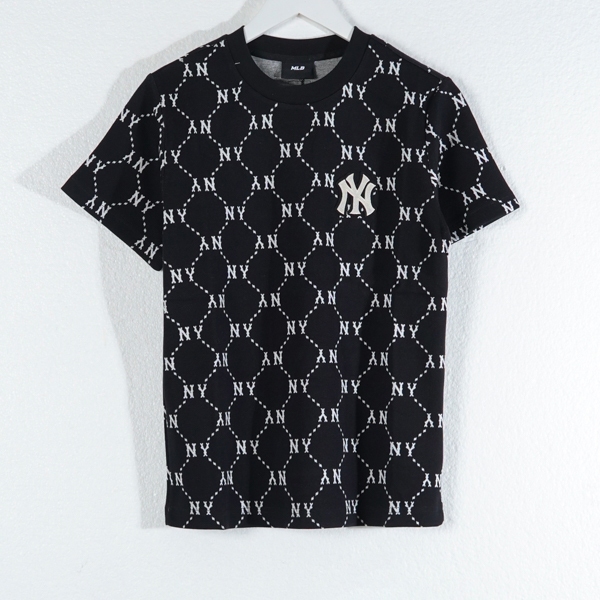 Kaos MLB NY BIG MONOGRAM LINE WHITE BLACK TSHIRT 100% ORIGINAL