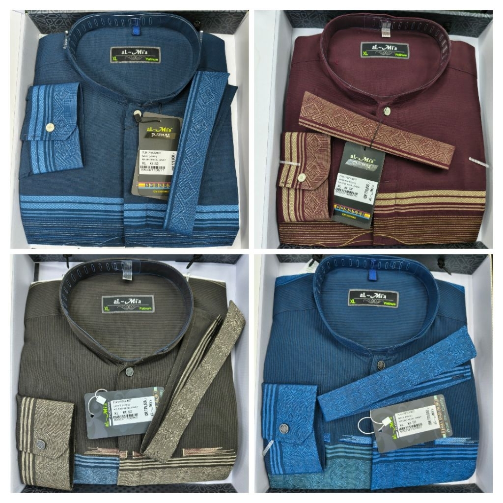 Size XL Kemeja Koko Almia Platinum Al-Mia PLM Kerah Dobel 2in1 Lengan Panjang Manset