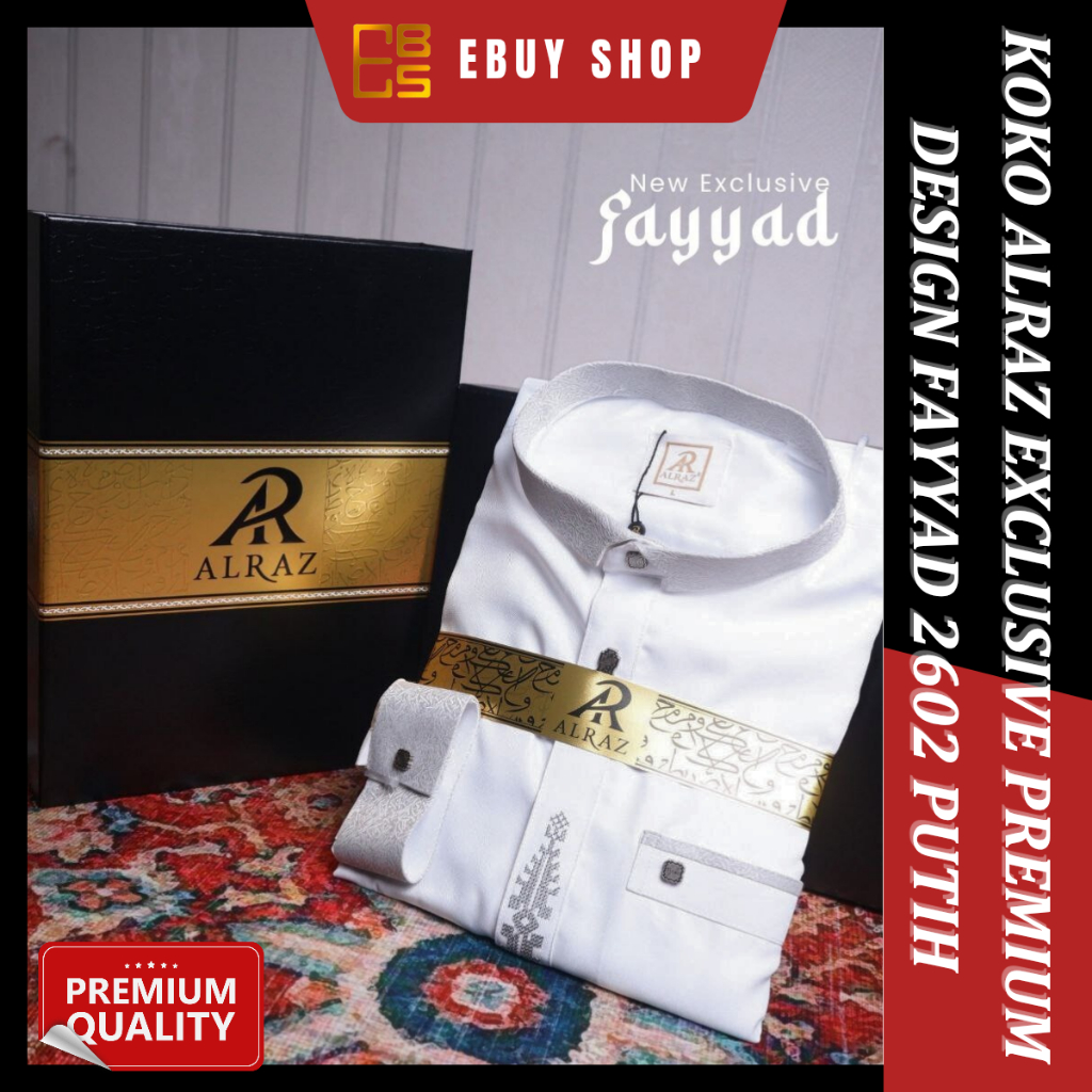 [Non COD] Baju Koko Putih Exclusive Alraz Design Fayyad 2602 White Pakai Box