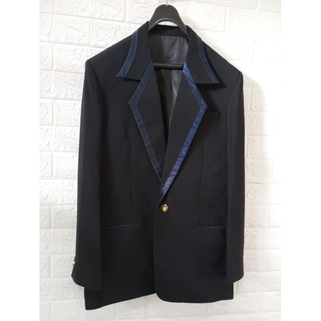 Preloved second jas formal pria hitam list navy free dasi