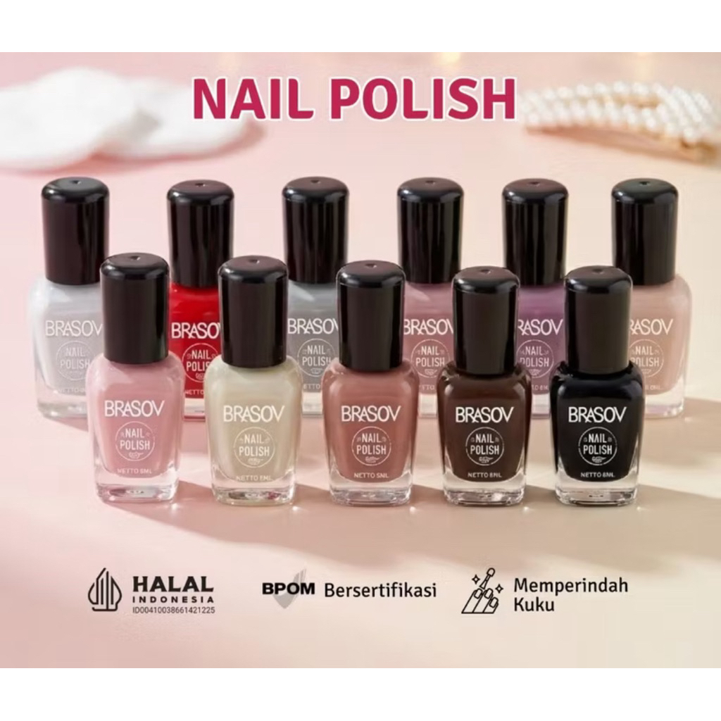 BRASOV Kutek Cat Kuku 8 ML BPOM nail Polish kutex kuteks XX-CT nude warna mix maroon NAIL POLISH Bra