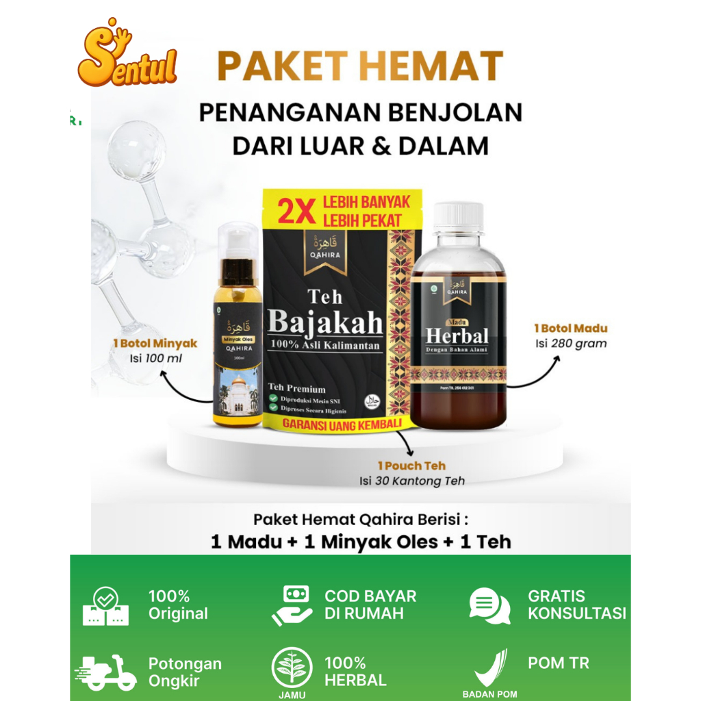 QAHIRA Original Minyak Oles Madu Herbal Teh Bajakah Obat Herbal Kista Lipoma Atasi Benjolan Kelenjar