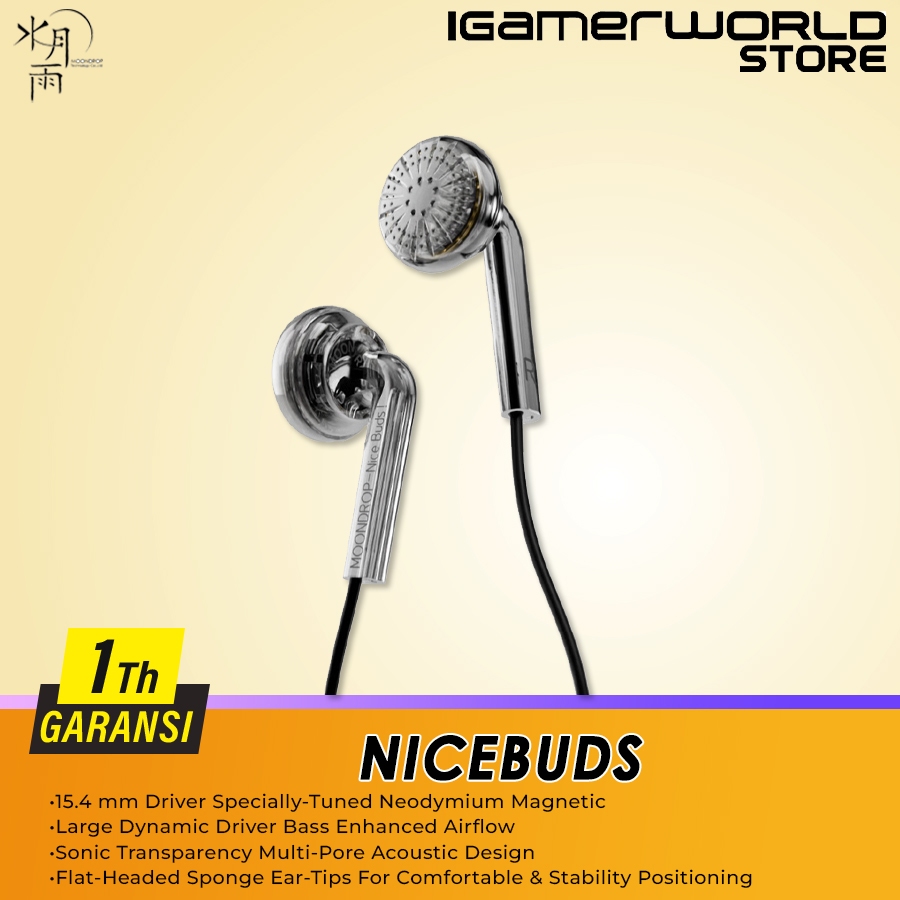 Moondrop Nicebuds / Nice Buds 15.4mm Dynamic Driver Flathead Earphone