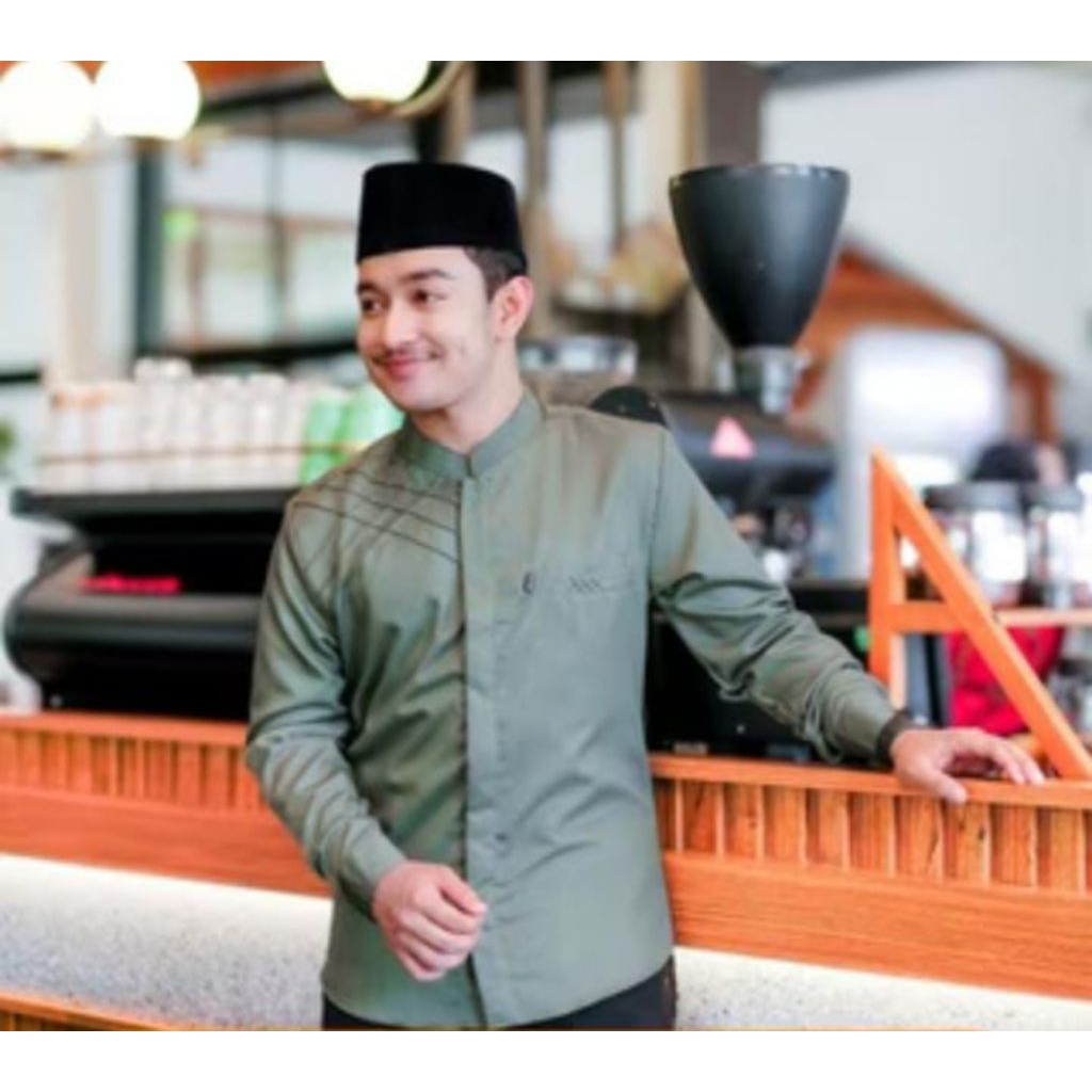 Baju Koko / Baju Muslim Pria Motif Jahitan Timbul / Baju Kokoh
