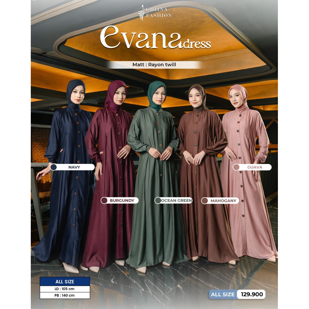Ghiina Fashion - Dress / Gamis / Evana Dress Ghiina Fashion