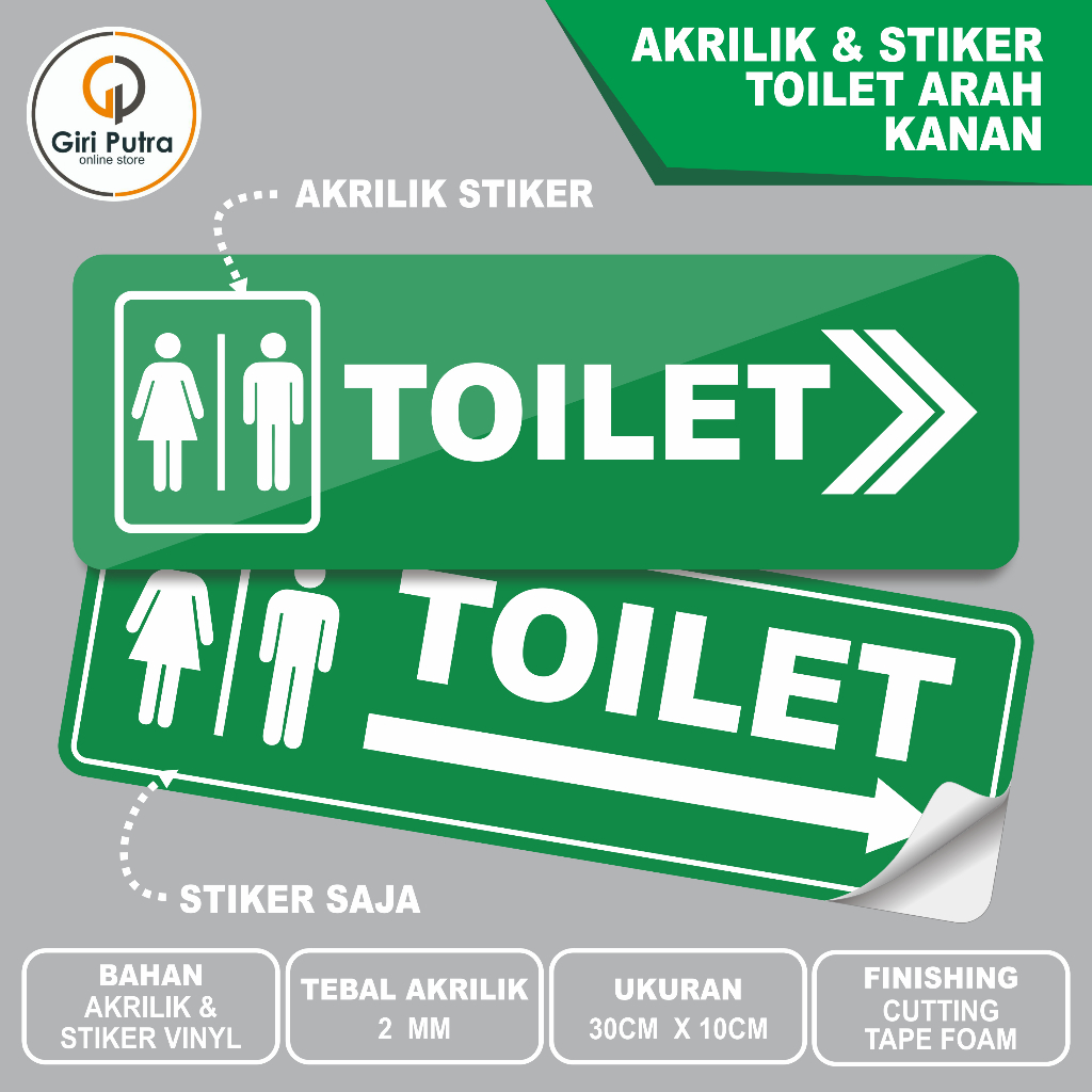 Toilet Arah Kanan / Toilet Arah Kiri / Toilet Pria / Toilet Wanita / AKRILIK &  STIKER