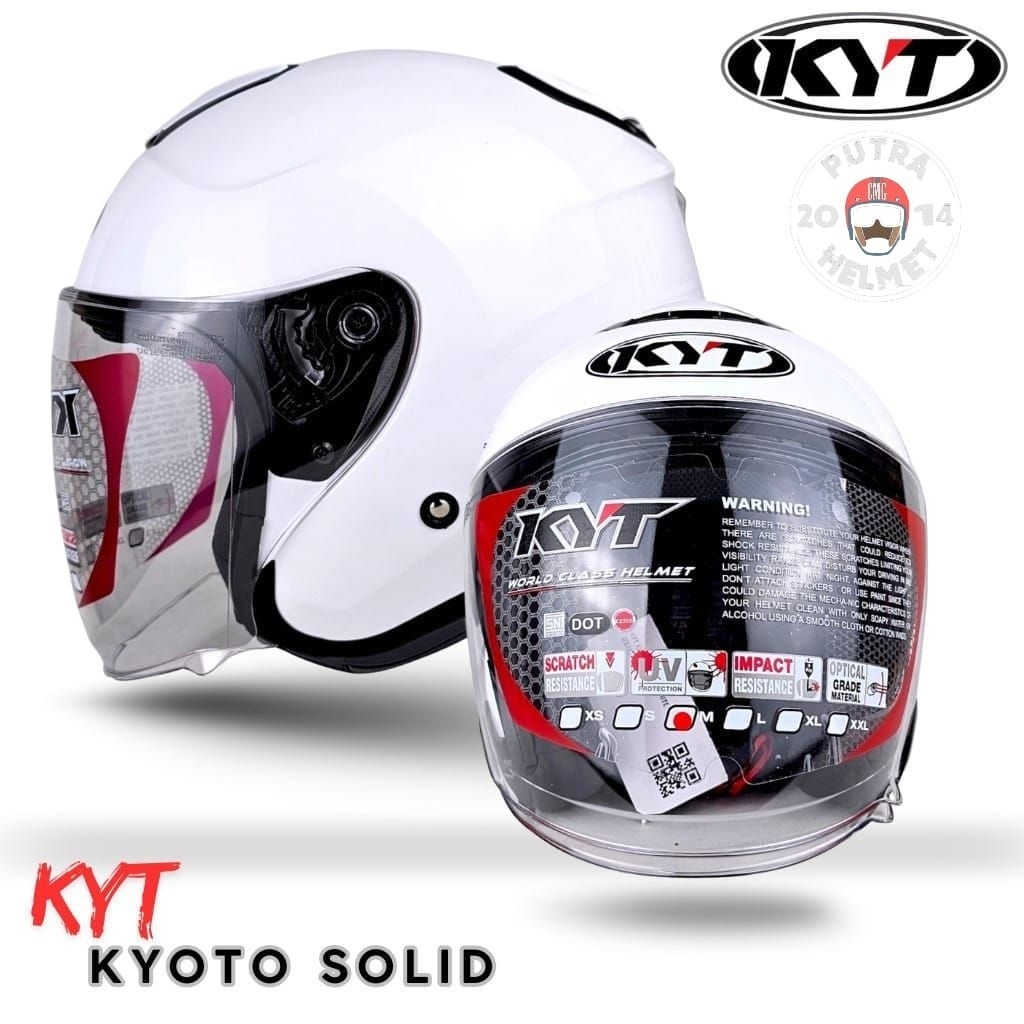 HELM KYT KYOTO SOLID WHITE PUTIH