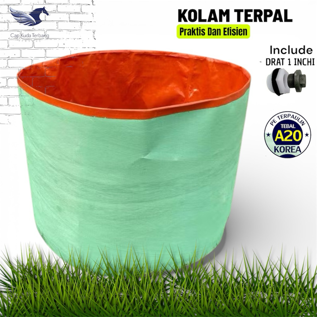 Kolam Bulat Tanpa Rangka D1 T60 cm Kolam Bulat tanpa Rangka Bahan Terpal A20 Hemat dan Kokoh