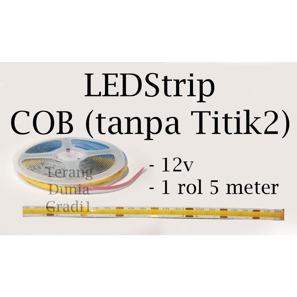 LED Strip COB 12v 5 Meter Warmwhite LED Strip Tanpa Mata 12v Ledstrip 12v COB tanpa titik titik Lamp
