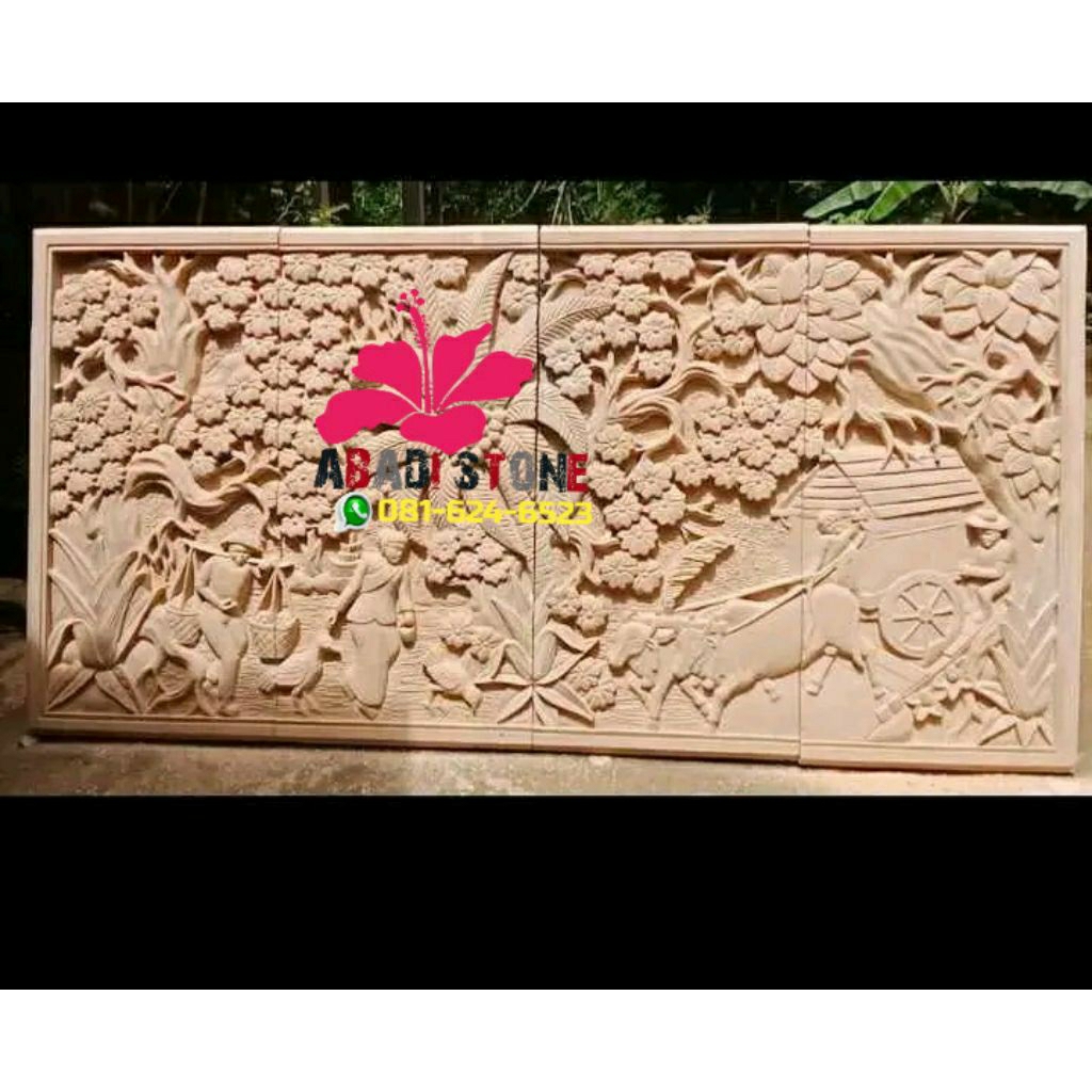 relief pemandangan batu alam