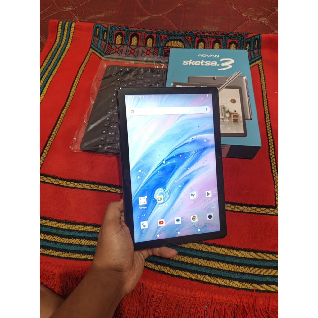 Advan sketsa 3 ram 6gb 128gb fulset wifi sim 4G simcard fulset lengkap plus keybord layar 10,1in tab