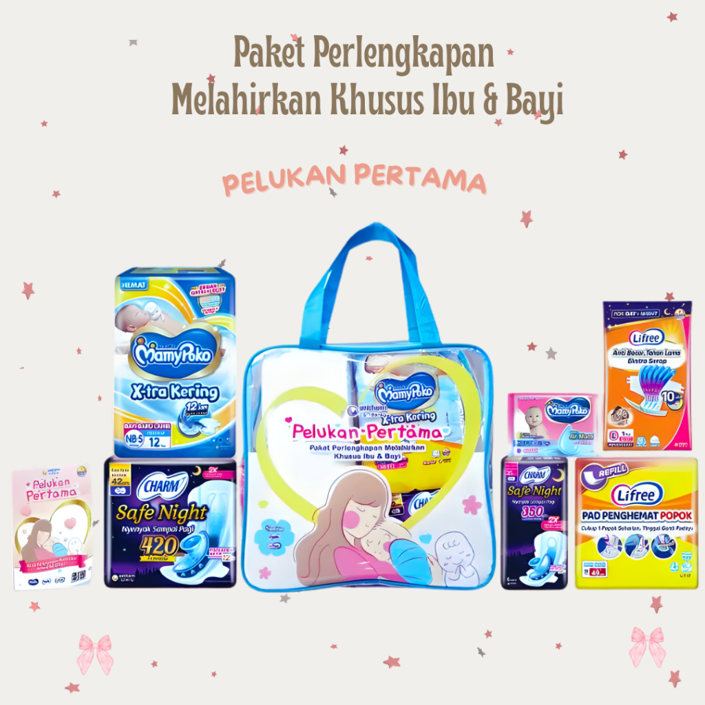 UNICHARM Paket Pelukan Pertama MamyPoko Lifree Charm Safe Night Bayi Ibu Nifas
