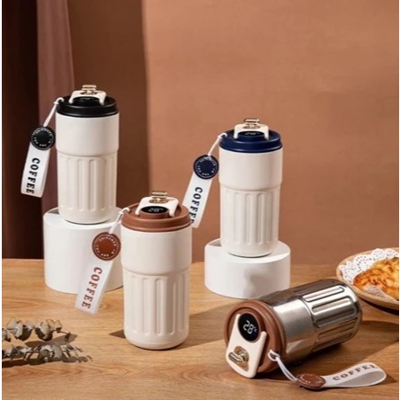 Tumbler Minum Kopi Aesthetic Smart LED Stainless Steel SUS 316 Vacuum Insulated Japan Style 450ML