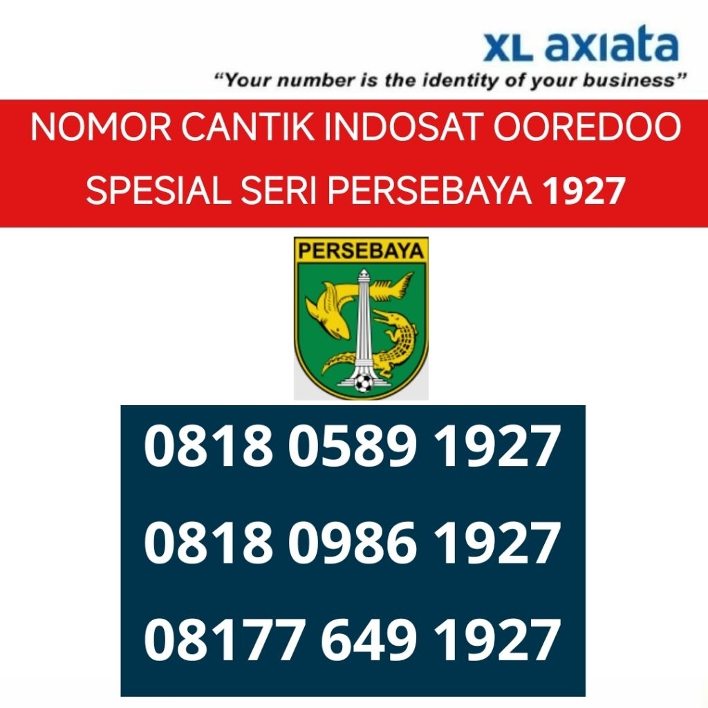 nomor cantik PERSEBAYA 1927 XL Axiata nomer kartu perdana 4G 5G