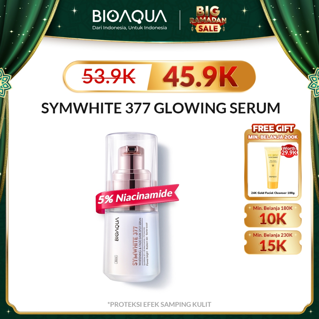BIOAQUA SymWhite 377 Whitening & Fade Dark Spot Serum Flek Hitam Serum Wajah Glowing Pemutih Wajah 3