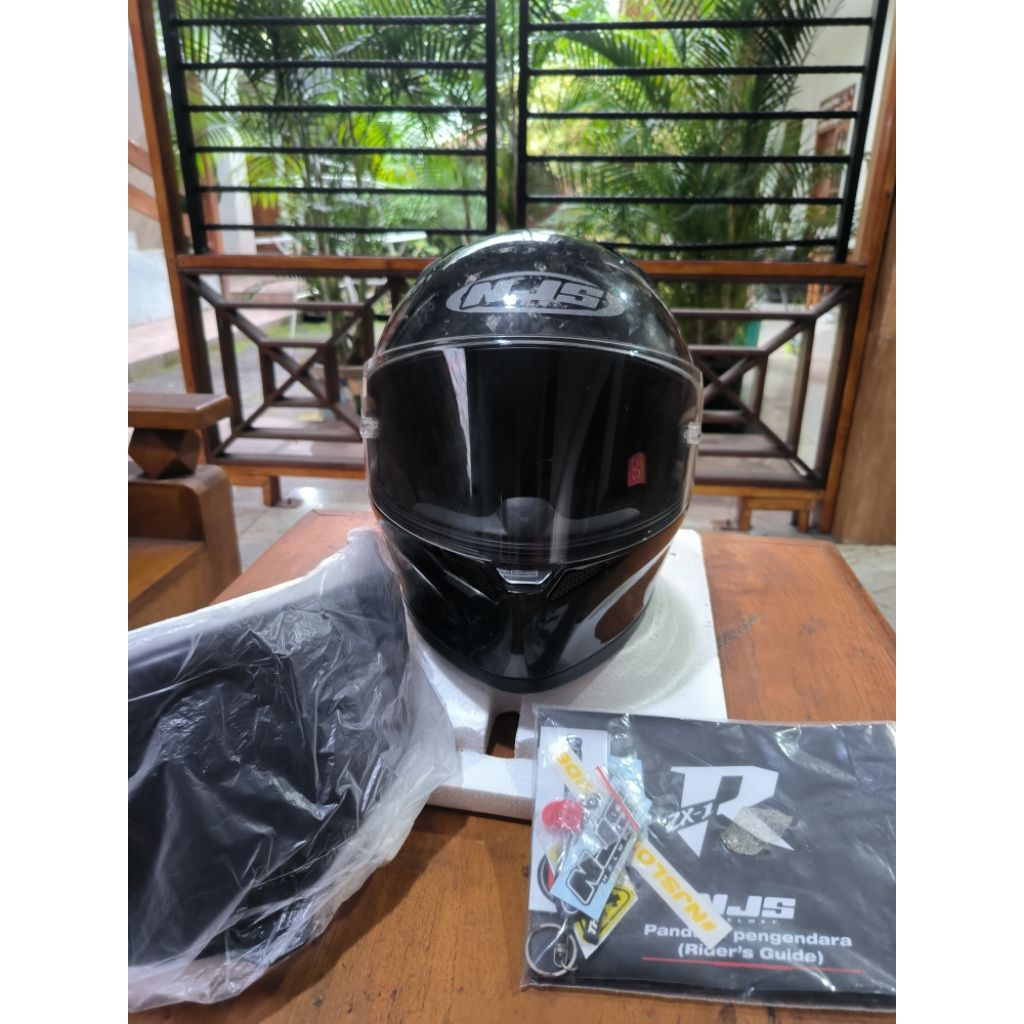 (SECOND) HELM FULLFACE NJS ZX-1R CARBON FORGED GLOSSY - Size M -  Black Glossy