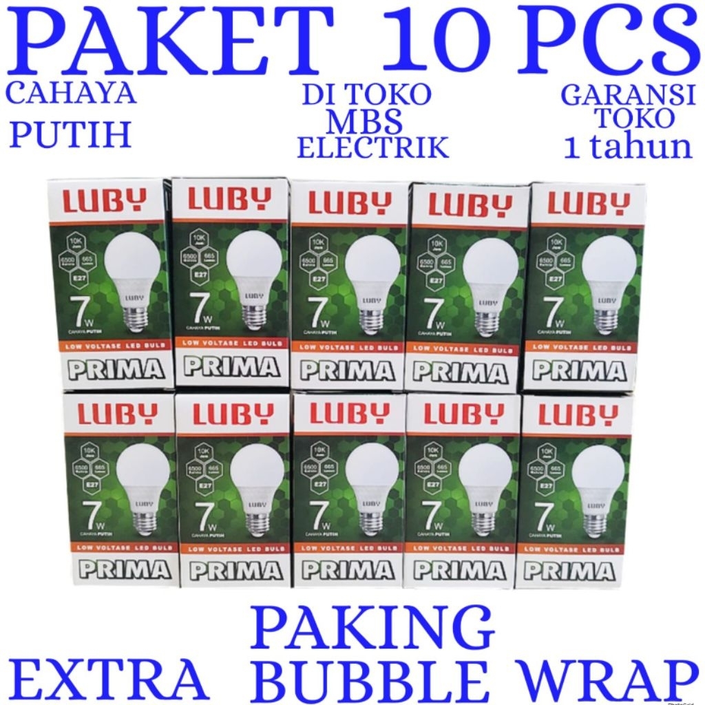 BOHLAM LED LUBY / LAMPU LED LUBY PRIMA PAKET 10 PCS 7W
