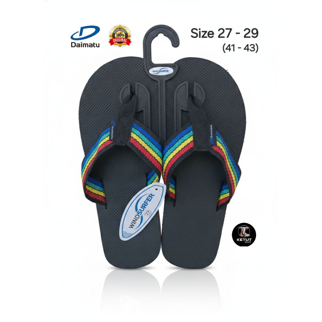 ORIGINAL DAIMATU PELANGI/RAINBOW Sandal Jepit Pria Kuat Dan Awet Size dewasa-DAIMATU WINDSURFER