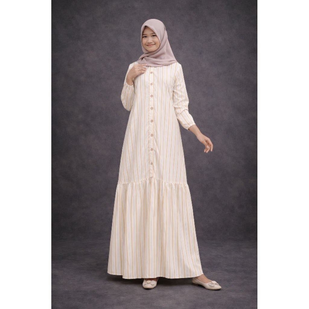 Gamis Anak Perempuan Gamis Anak Tanggung Adem Nyaman Simple Elegan Motif Salur