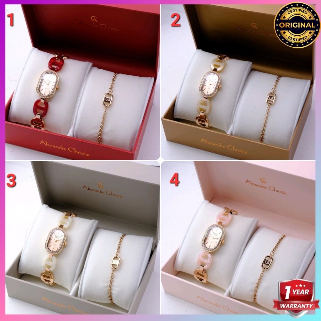ORIGINAL GARANSI RESMI 1 TAHUN JAM TANGAN WANITA ALEXANDRE CHRISTIE CEWEK ANALOG KERAMIK STAINLESS S