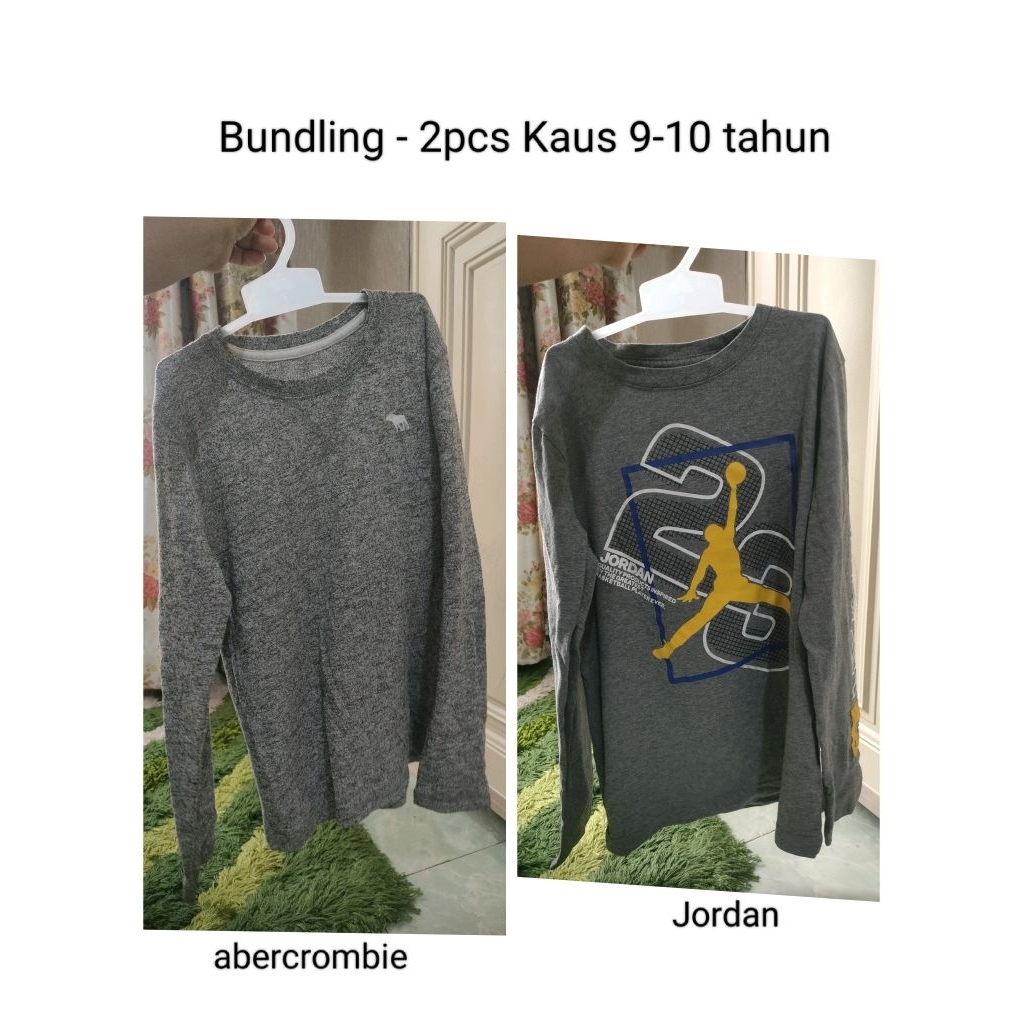 Bundling - 2pcs kaos anak 9-10-11-12 tahun merk abercrombie kid dan jordan