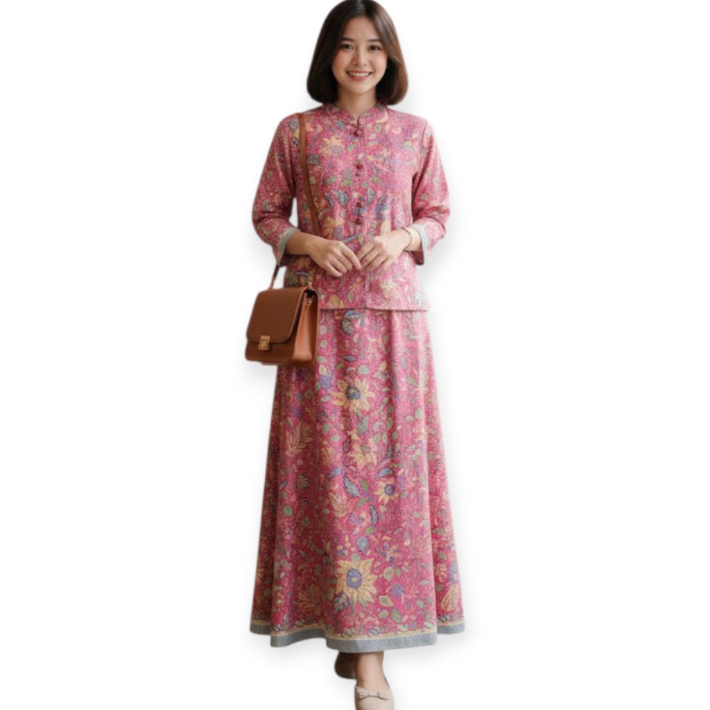 Setelan Batik Rok & blus baju kantor wanita dewasa atasan kerja tigneg 1