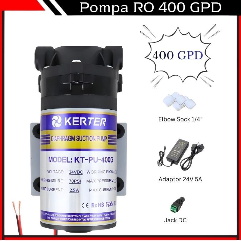 Kerter Pompa RO 400 GPD 24V RO Pump DC 24V Pompa Dorong 400 Gpd