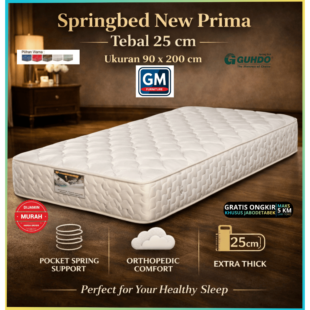 GUHDO Kasur Springbed NEW PRIMA - 90 x 200 -Hanya Kasur- Harga Pabrik