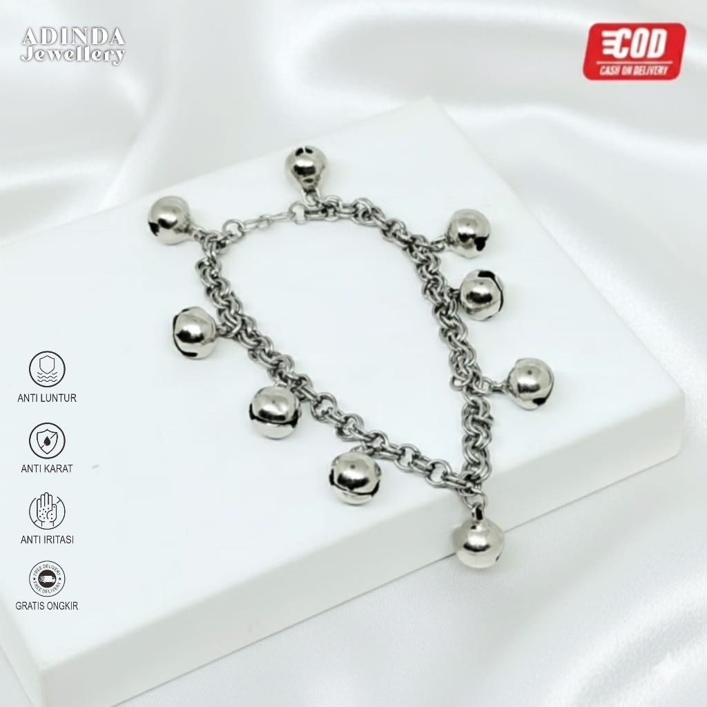 Gelang Bayi dan Anak Model Krincingan untuk Kaki dan Tangan Rantai Monel Asli