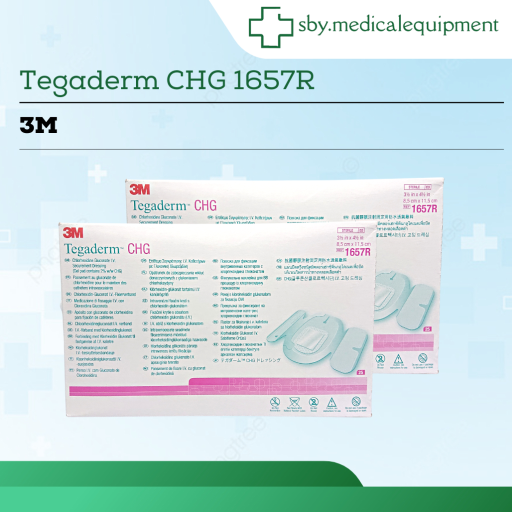 3M Tegaderm CHG 1657R size 8.5cm x 11.5cm Box Contains 25pcs