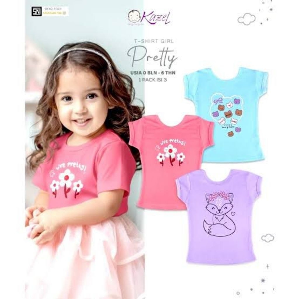 Kazel T-Shirt Girl Pretty (isi 3) size S-M