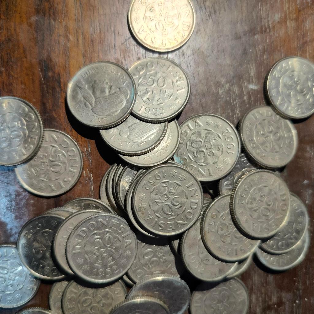 uang kuno koin 50 sen rupiah 1952/1957/1959