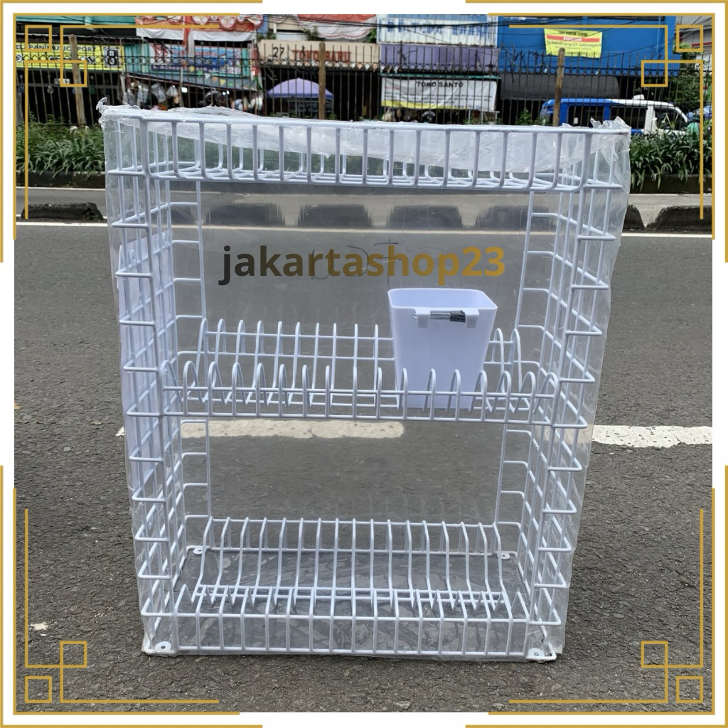 Rak Piring Gelas 3 Susun B 30 ED + Tempat Sendok Modelline / Rak Piring Kitchen Set Bawah Susun 3 / 