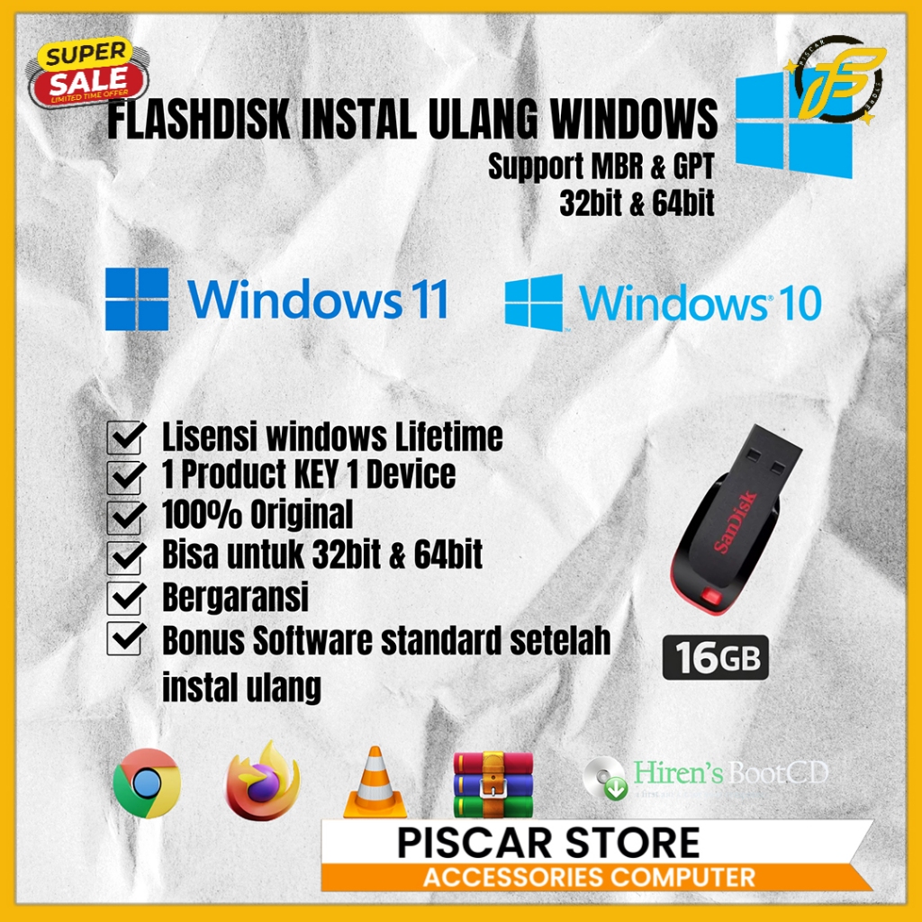 PiscarStore Flashdisk Bootable Instaler Windows 10 | 11