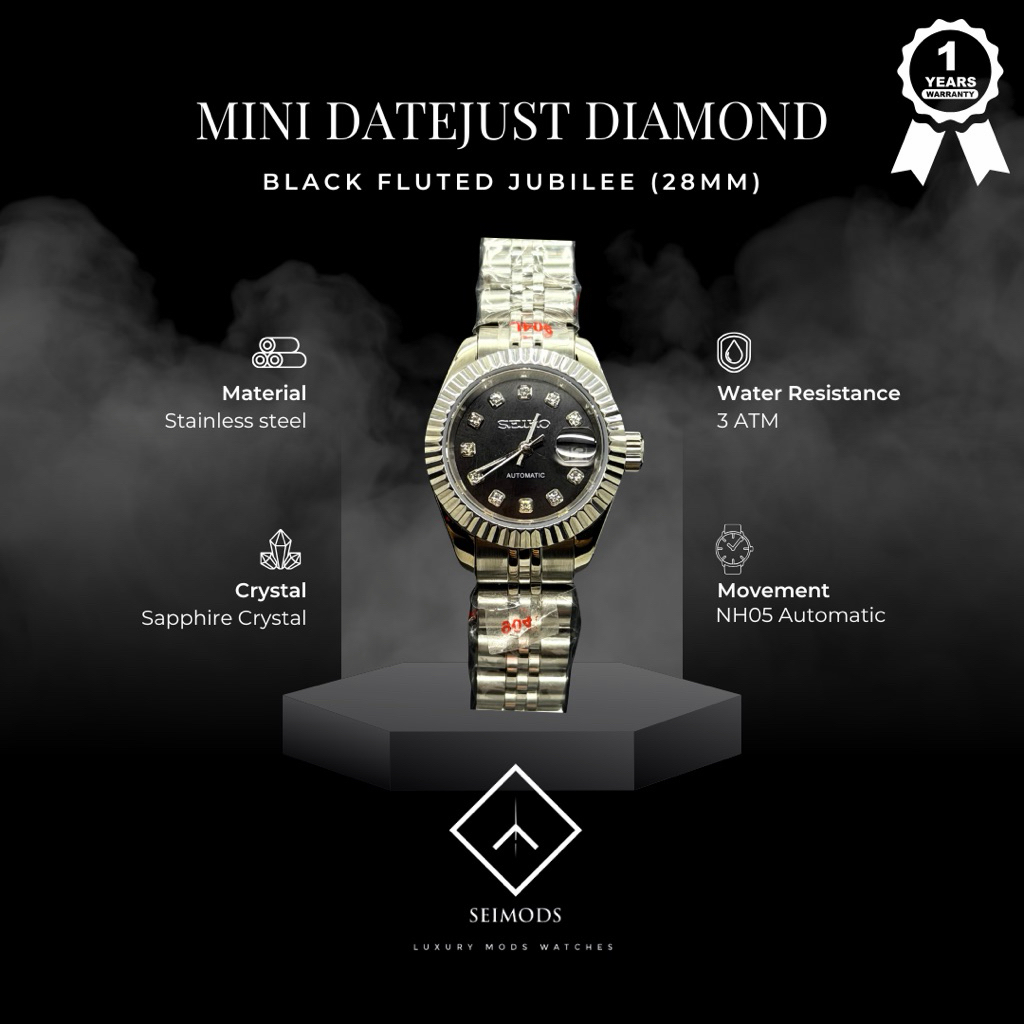 Seiko Black Diamond Ladies 28mm Datejust nh05