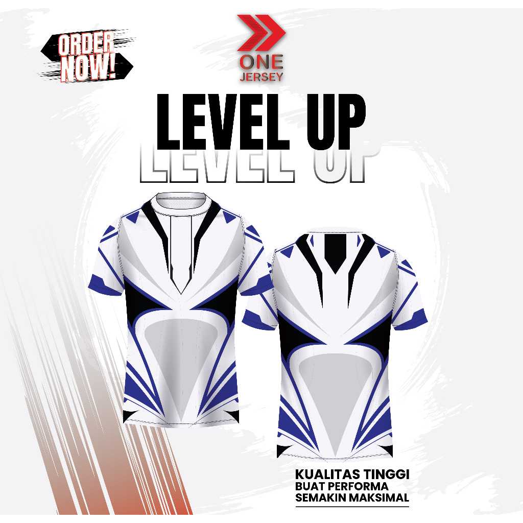 Jersey White Blue Futuristic Full Printing - Kaos Olahraga Lari Badminton Futsal Desain Simetris Mod
