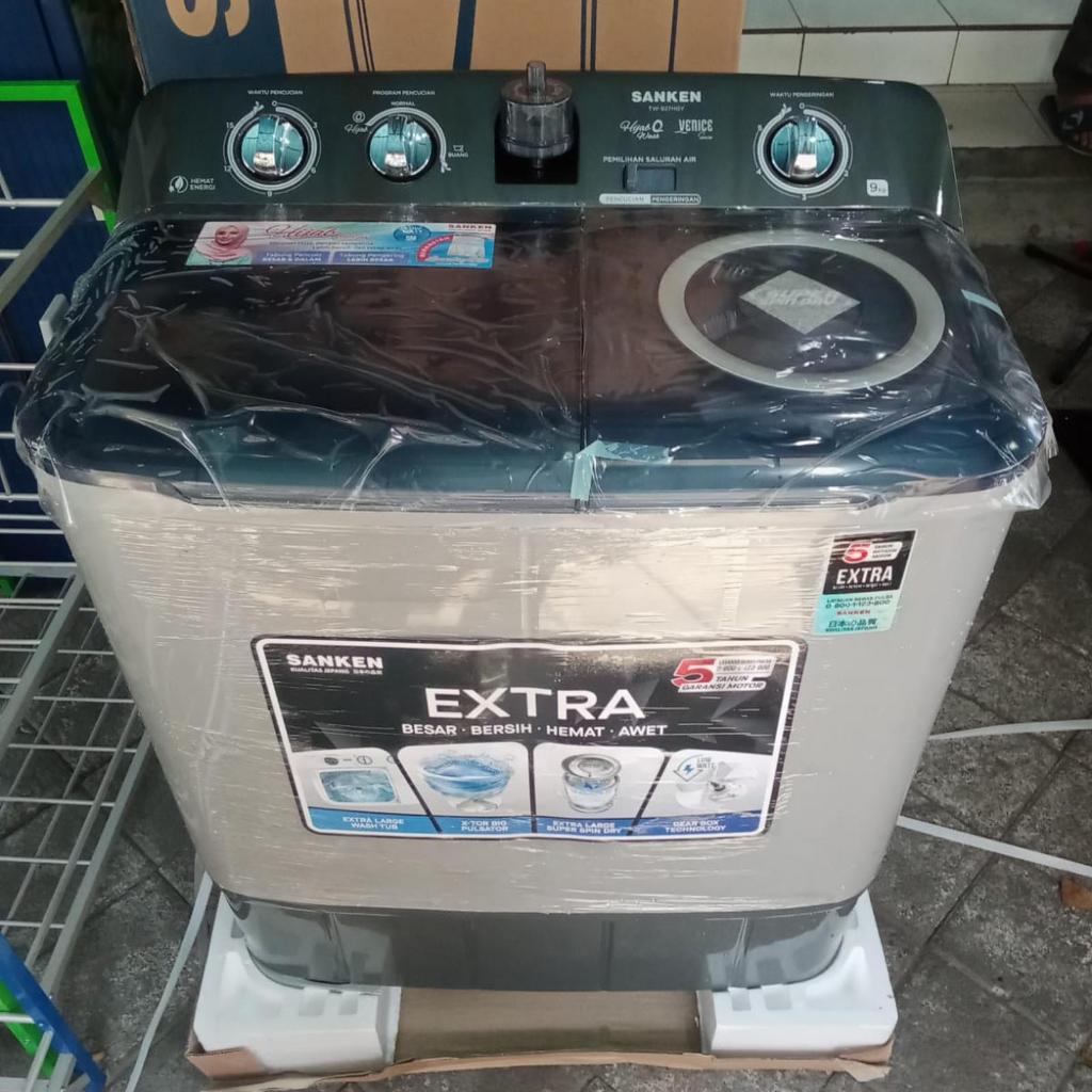 Mesin Cuci Sanken 2 Tabung TW 927 HGY Low Watt Hijab Series Kapasitas 9 kg