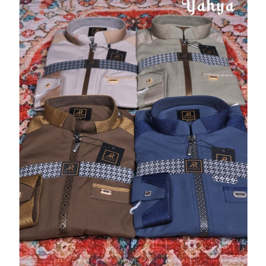 Jubah Gamis Alraz warna Zipper Resleting Model Yahya 6111 Katun Premium Lengan Panjang Manset