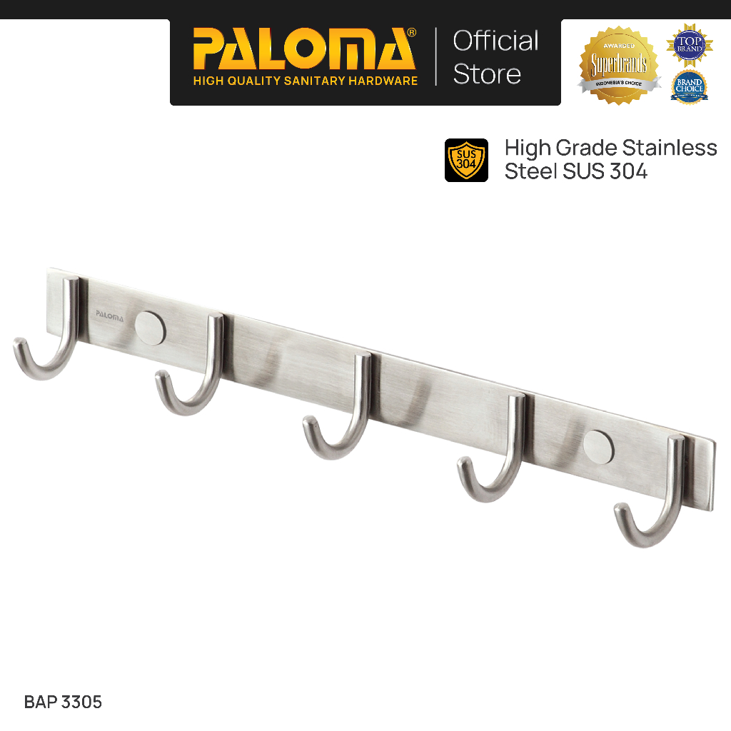 PALOMA BAP 3305 Kapstok Gantungan Handuk Baju Robe Hook Rak Hanger 5 Kait Wall Dinding Kamar Mandi B