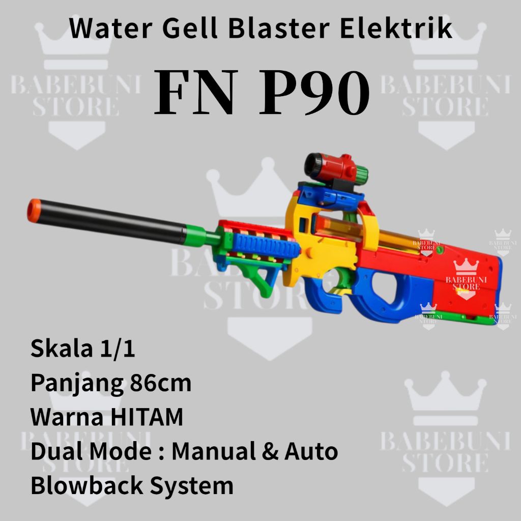 Mainan Anak Cowok Tembak Water Gell Blaster WGB FN P90 Elektrik Dual Mode Full Auto Baterai Cas
