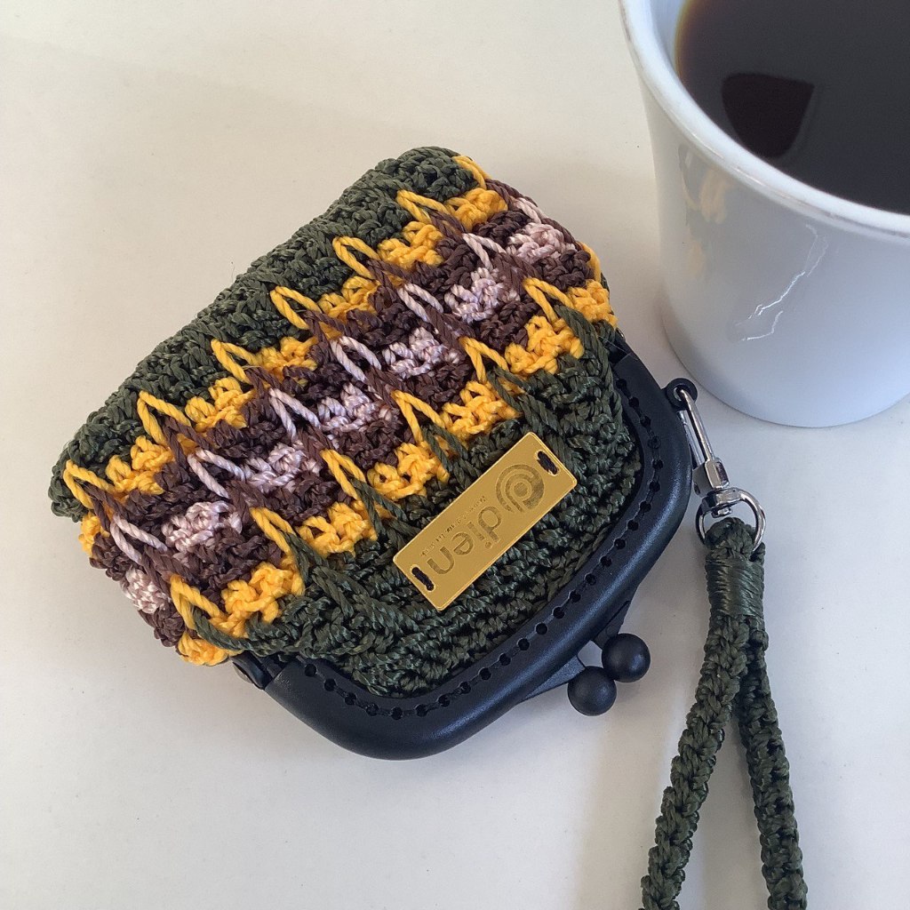 ORIGINAL HANDMADE Pouch Rajut Nilon Dompet Dompet Koin Behel 8.5cm