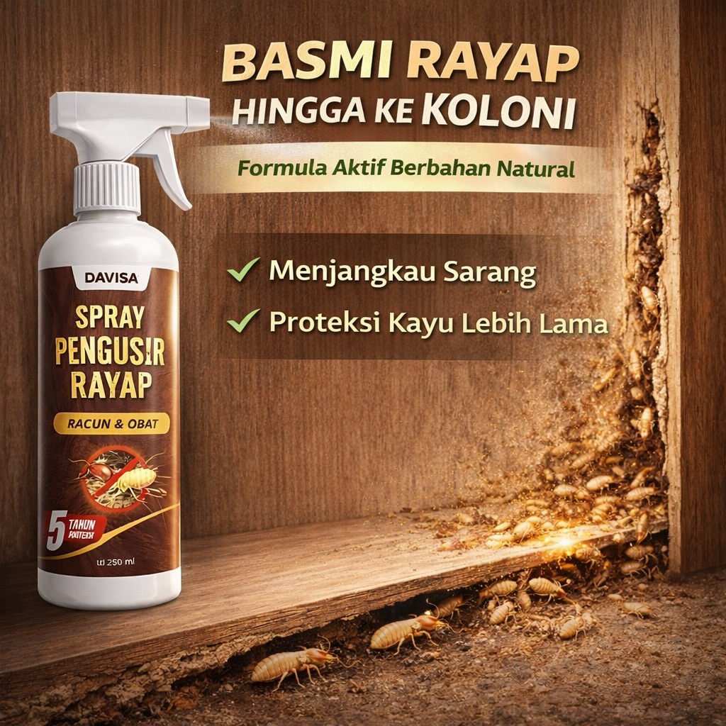 Spray Pembasmi Rayap Kayu Ampuh Anti Racun Obat Semprot Cairan Organik Tanpa Bau Menyengat Efektif M
