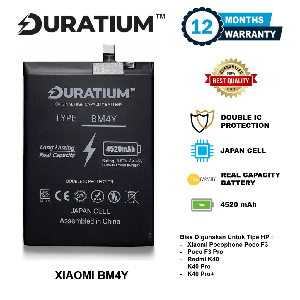 DURATIUM ORIGINAL Baterai Xiaomi Pocophone Poco F3 / Poco F3 Pro / Redmi K40 / K40 Pro / K40 Pro+ BM
