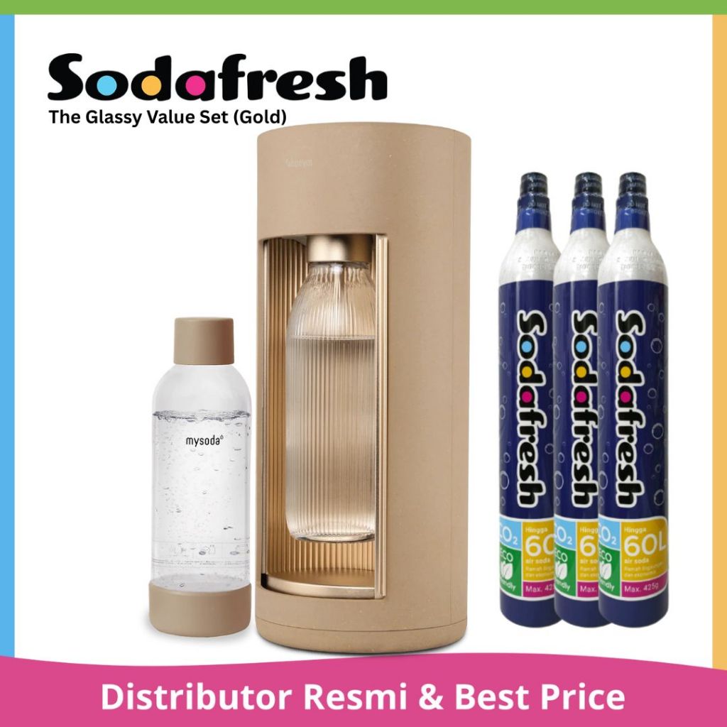 The Glassy Gold Value Set  | Soda Maker Botol Kaca Mesin Pembuat Soda Premium Sodafresh