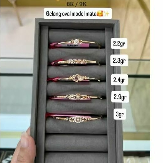 GELANG EMAS OVAL MODEL MATA DEWASA EMAS 8K/375