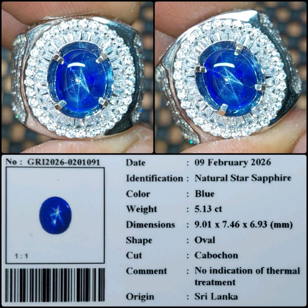 Natural Star Blue Sapphire No Heat Sri Lanka Gems Permata Safir Biru Royal Asli Garansi